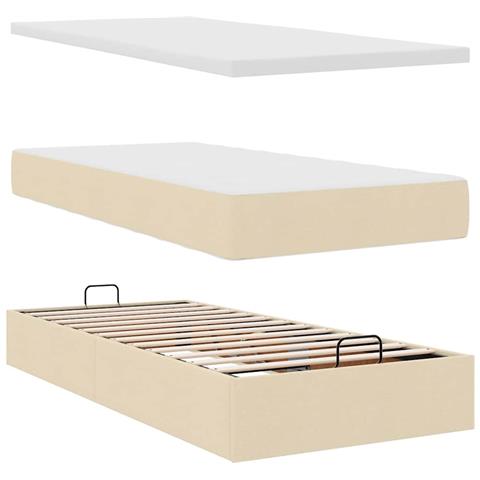 Pouf Letto con Materasso Crema 100x200 cm in Tessuto - Foto 9
