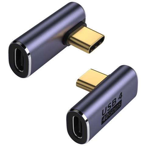 Adattatore Da Usb-c Femmina A Usb-c Maschio Ad Angolo Retto A 90 Gradi, Confezione Da 2 - Foto 1