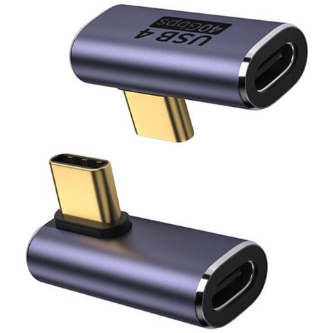 Adattatore Da Usb-c Femmina A Usb-c Maschio Ad Angolo Retto A 90 Gradi, Confezione Da 2 - Foto 2