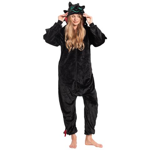 Pigiama Da Donna Tuta Intera Kigurumi Onesie Drago Sdentato Nero 165-175 L - Foto 8