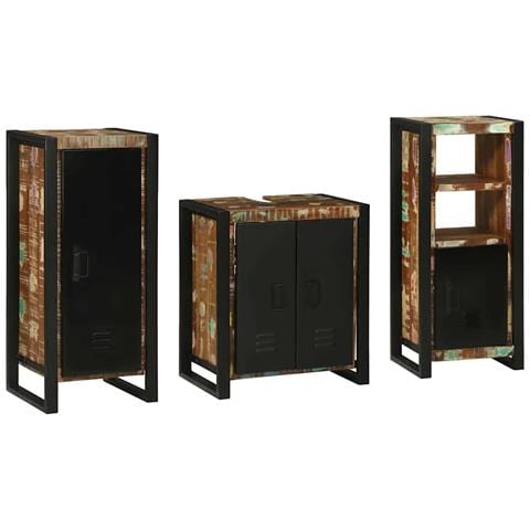 Set di mobili per il bagno 3 pcs Legno massello riciclato - Foto 1