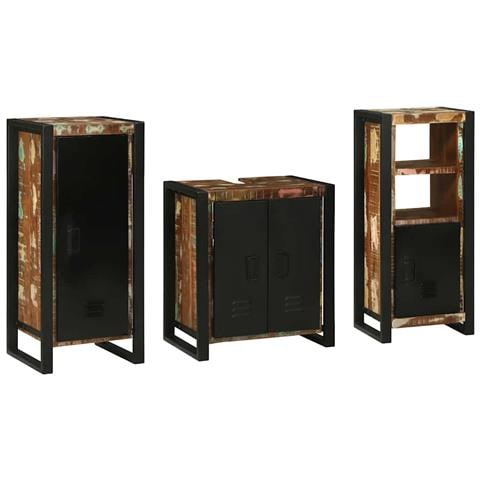 Set di mobili per il bagno 3 pcs Legno massello riciclato - Foto 2