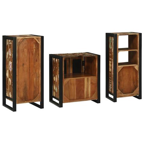 Set di mobili per il bagno 3 pcs Legno massello riciclato - Foto 9