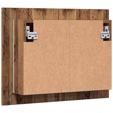 Mobile Specchio LED Legno Antico 60x12x45 cm Legno Multistrato - Foto 9