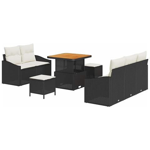 Set Divano da Giardino 8 pcs Nero e Crema 80 x 80 x 71 cm - Foto 1