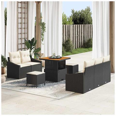 Set Divano da Giardino 8 pcs Nero e Crema 80 x 80 x 71 cm - Foto 2