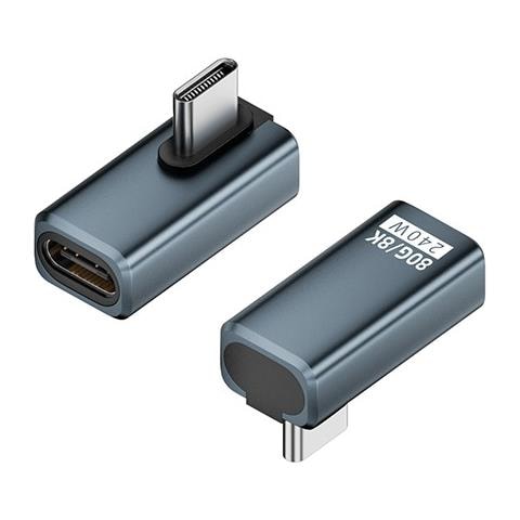 Adattatore Usb-c Femmina A Maschio Ad Angolo Retto 240w 80gbps (confezione Da 2) Grey - Foto 1