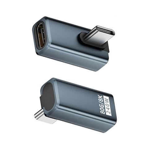 Adattatore Usb-c Femmina A Maschio Ad Angolo Retto 240w 80gbps (confezione Da 2) Grey - Foto 2