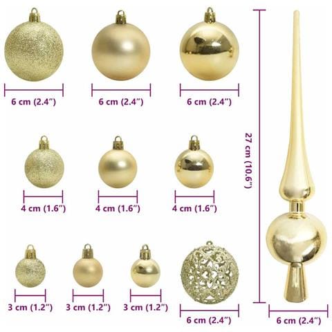 Set di Palle di Natale con 150 LED 61 pcs Oro Plastica - Foto 9