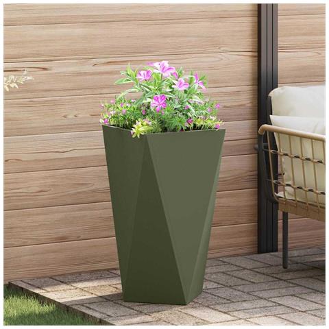 Fioriera Verde oliva 40 x 40 x 75 cm Acciaio - Foto 2