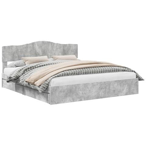 Letto con Contenitore con testiera Grigio cemento 200 x 200 cm - Foto 1