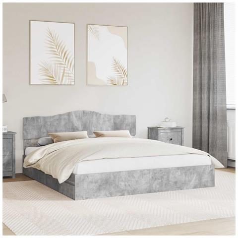 Letto con Contenitore con testiera Grigio cemento 200 x 200 cm - Foto 2