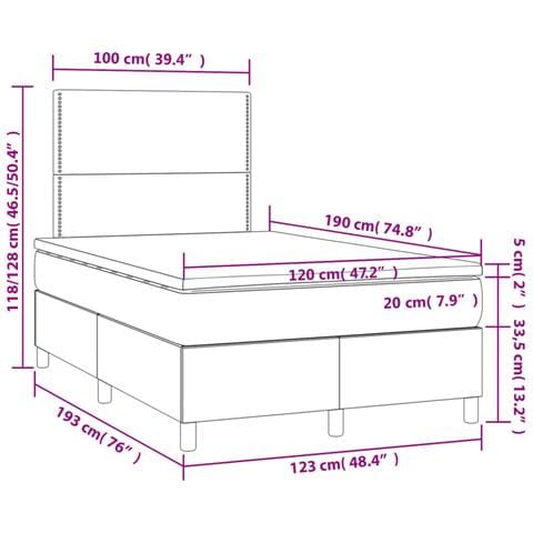 Giroletto a Molle con Materasso Crema 120x190 cm in Tessuto - Foto 9