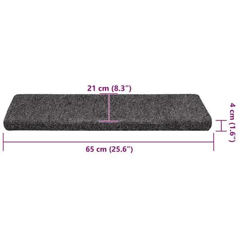 Tappetini per scale autoadesivi 30 pz 65x21x4 cm grigio bordo rettangolare - Foto 8