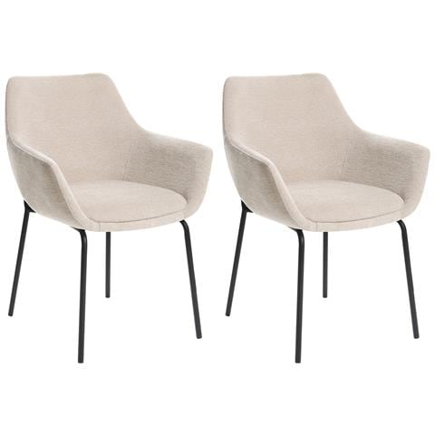 Set Di 2 Sedie Da Pranzo Bowdon Ciniglia Beige Chiaro - Foto 2