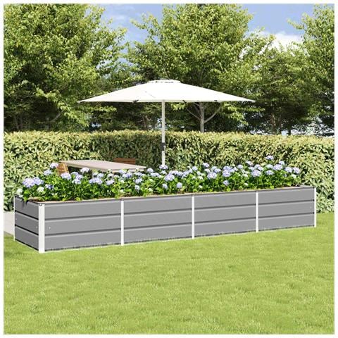 Fioriera Grigio chiaro 320 x 80 x 45 cm Acciaio - Foto 2