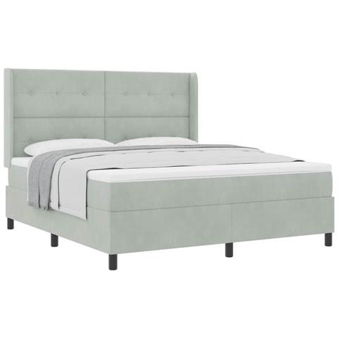Letto a molle con materasso Grigio chiaro 180 x 200 cm Velluto - Foto 1