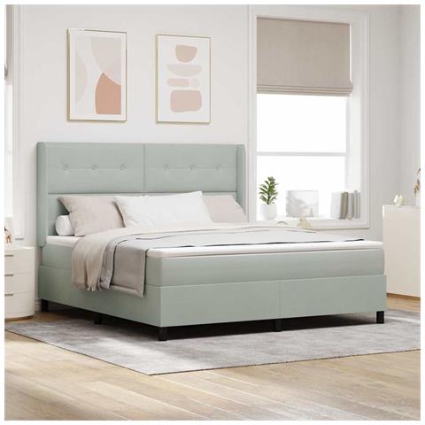 Letto a molle con materasso Grigio chiaro 180 x 200 cm Velluto - Foto 2