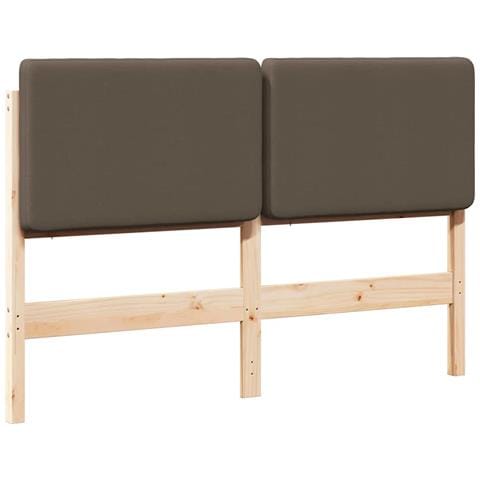 Testiera imbottita Marrone e taupe 150 cm Pino massello - Foto 1