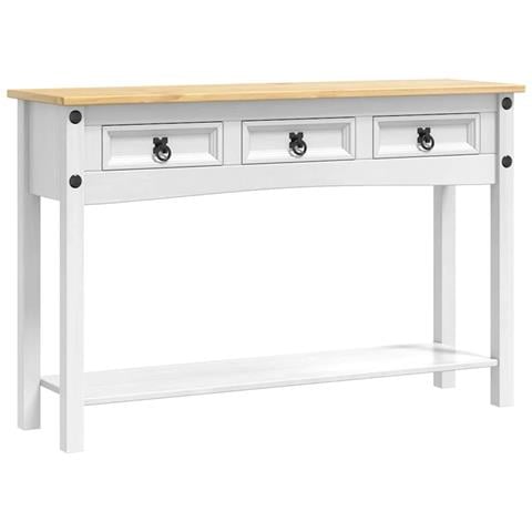 Tavolino Corona Bianco 114 x 34,5 x 73 cm Pino massello - Foto 1