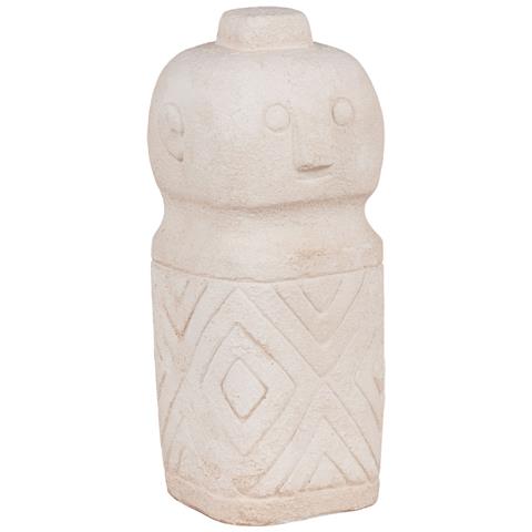 Statuetta Decorativa In Cemento Beige Con Motivo Tribale 6,5x15 Cm - Foto 1