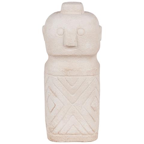 Statuetta Decorativa In Cemento Beige Con Motivo Tribale 6,5x15 Cm - Foto 2