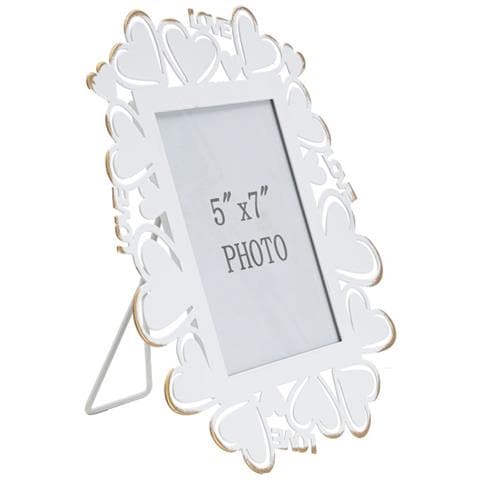 Cornice Portafoto Heart Cuori E Scritte Love Bianco E Oro 12,5x17,5 - Foto 1