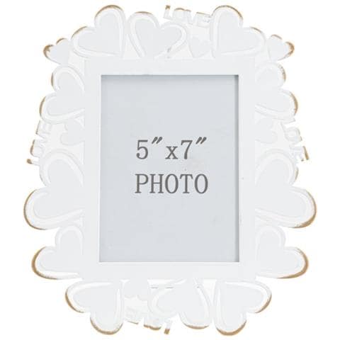 Cornice Portafoto Heart Cuori E Scritte Love Bianco E Oro 12,5x17,5 - Foto 2