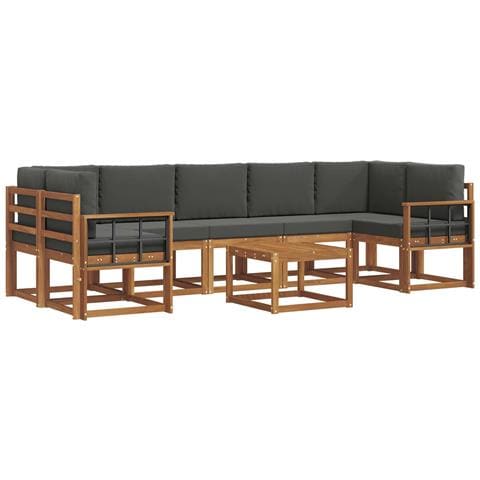 Set di divani da esterno con cuscino 8 pcs Naturale e Antracite - Foto 1