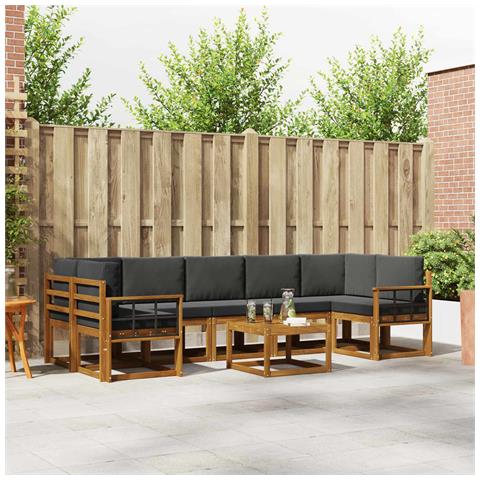 Set di divani da esterno con cuscino 8 pcs Naturale e Antracite - Foto 2