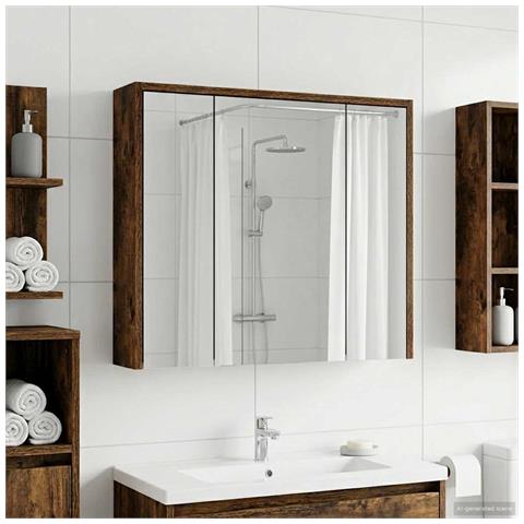 Mobiletto per specchio da bagno Rovere fumé 63,5 x 16 x 62,5 cm - Foto 2