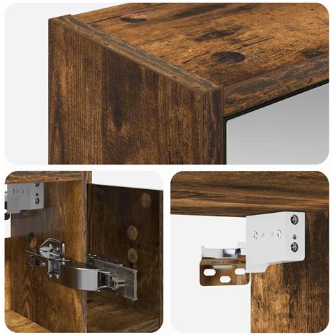 Mobiletto per specchio da bagno Rovere fumé 63,5 x 16 x 62,5 cm - Foto 9