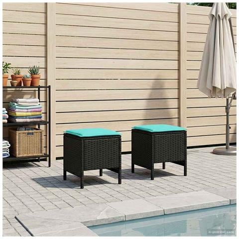 Poggiapiedi da Giardino 2 Pezzo Nero e Turchese 38 x 38 x 45 cm - Foto 2