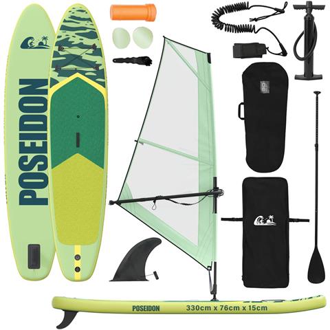 SUP gonfiabile con vela POSEIDON 330 x 76 x 15 cm Verde per - Foto 1
