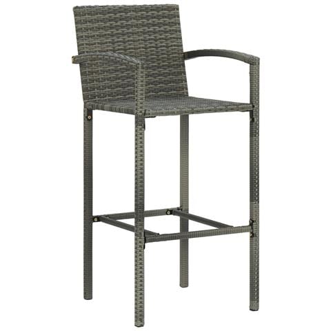 Sgabelli da Bar 2 pz in Polyrattan Grigio - Foto 2