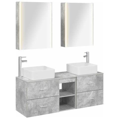 Set di mobili per il bagno 5 pcs Grigio Cemento - Foto 1