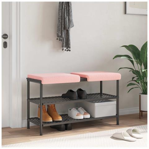 Cuscino per panchina 2 pz Tessuto Sherpa Rosa Profondità 35 cm - Foto 2