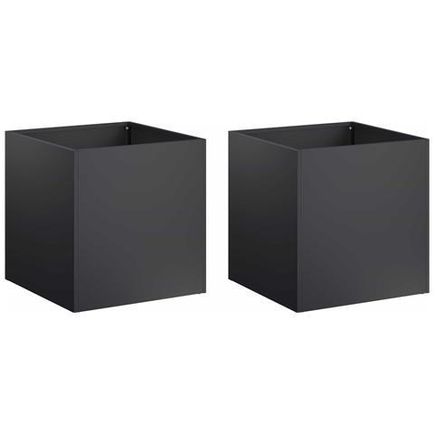 Vaso da giardino 2 pz Nero 20 x 20 x 20 cm - Foto 1