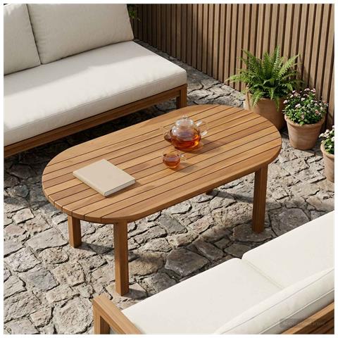 Piano del tavolo 90 x 45 x 3,5 cm Ovale Legno di teak solido - Foto 2
