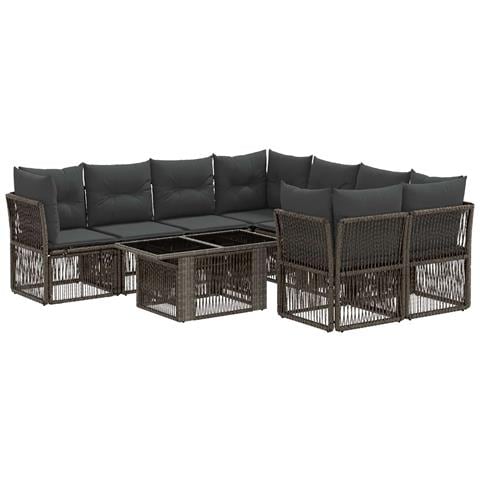 Set Divano da Giardino 9 pz Grigio polyrattan - Foto 1