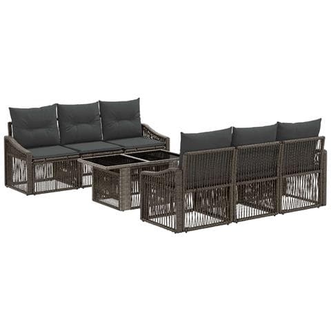 Set Divano da Giardino 7 pz Grigio e Grigio Scuro polyrattan - Foto 1