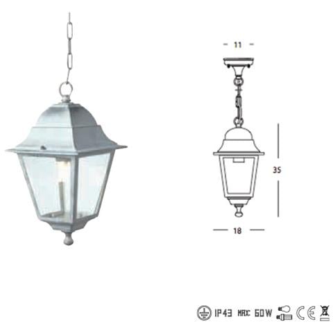 Lampada a sospensione design classico per esterno bianco-argento 6pz - Foto 2