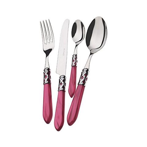 Posate Aladdin, Set 24 Pz. Scatola Compact - Rosa Cromata - Foto 1