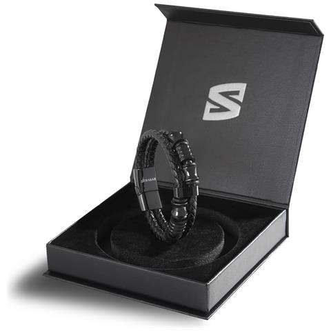 Bracciale in Pelle da Uomo, ""Spirit"", 20cm, Nero - Foto 2