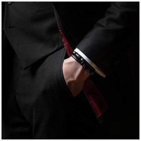 Bracciale in Pelle da Uomo, ""Spirit"", 20cm, Nero - Foto 6