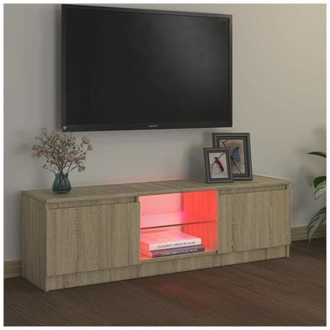Mobile Porta TV con Luci LED Rovere Sonoma 120x30x35,5 cm - Foto 2