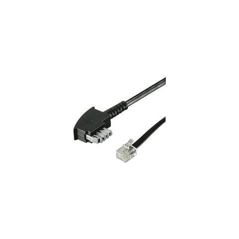 Wentronic TEL TAE-F 600 Cavo Telefonico Piatto - Connettori TAE-F E RJ11 6/4 - Lunghezza 6 Metri - Nero