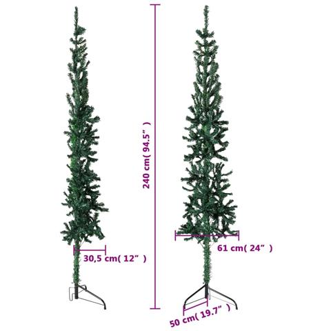 Albero Natale Artificiale Sottile A Metà Supporto Verde 240 Cm - Foto 2