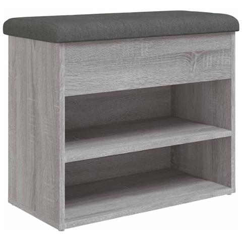 Panca Porta Scarpe Grigio Sonoma 62x32x50 Cm Legno Multistrato - Foto 2