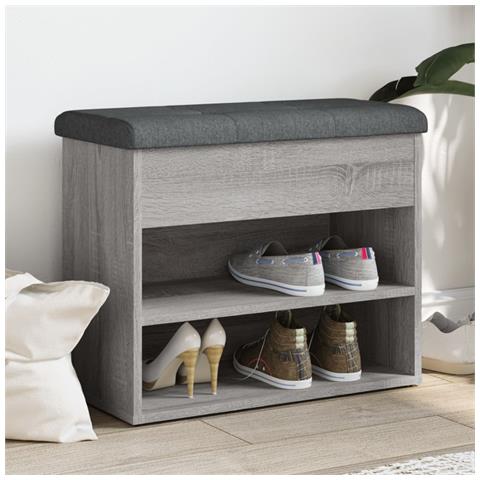 Panca Porta Scarpe Grigio Sonoma 62x32x50 Cm Legno Multistrato - Foto 1